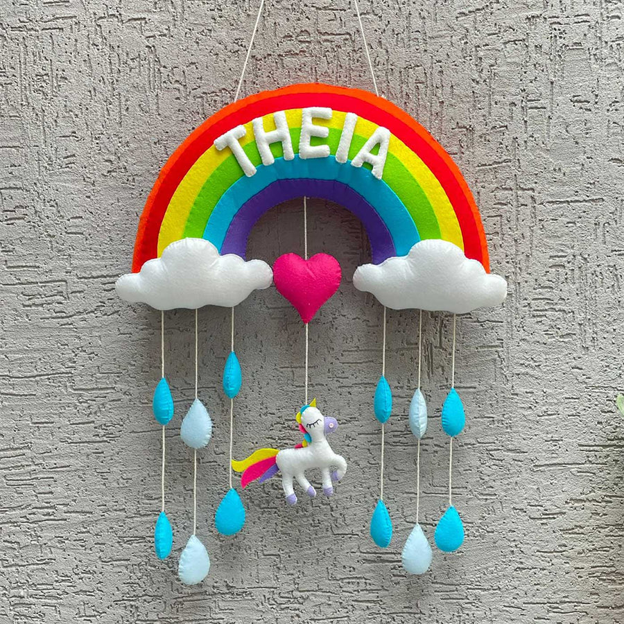Handmade Personalized Felt Name Hanging Rainbow - Hanging with Name Personalization