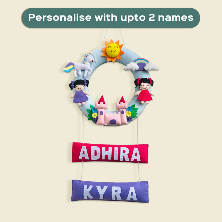Handmade Personalized Jungle Safari Themed Felt Kids Name Hanging 5 - Name Personalization Example with Two Names