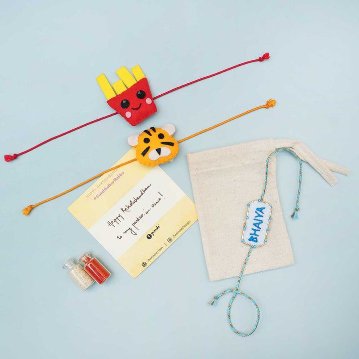 Handmade Controller Felt Rakhi With Roli Chawal - Bracelets with Gift Note and Pouch