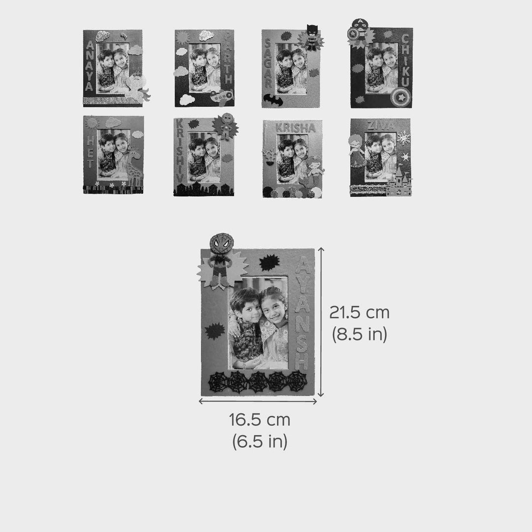 Personalized Handmade Captain America Theme Felt Kids Rakhi And Photo Frame Combo For Brother Set Of 2 - Dimension Chart for Photo Frame