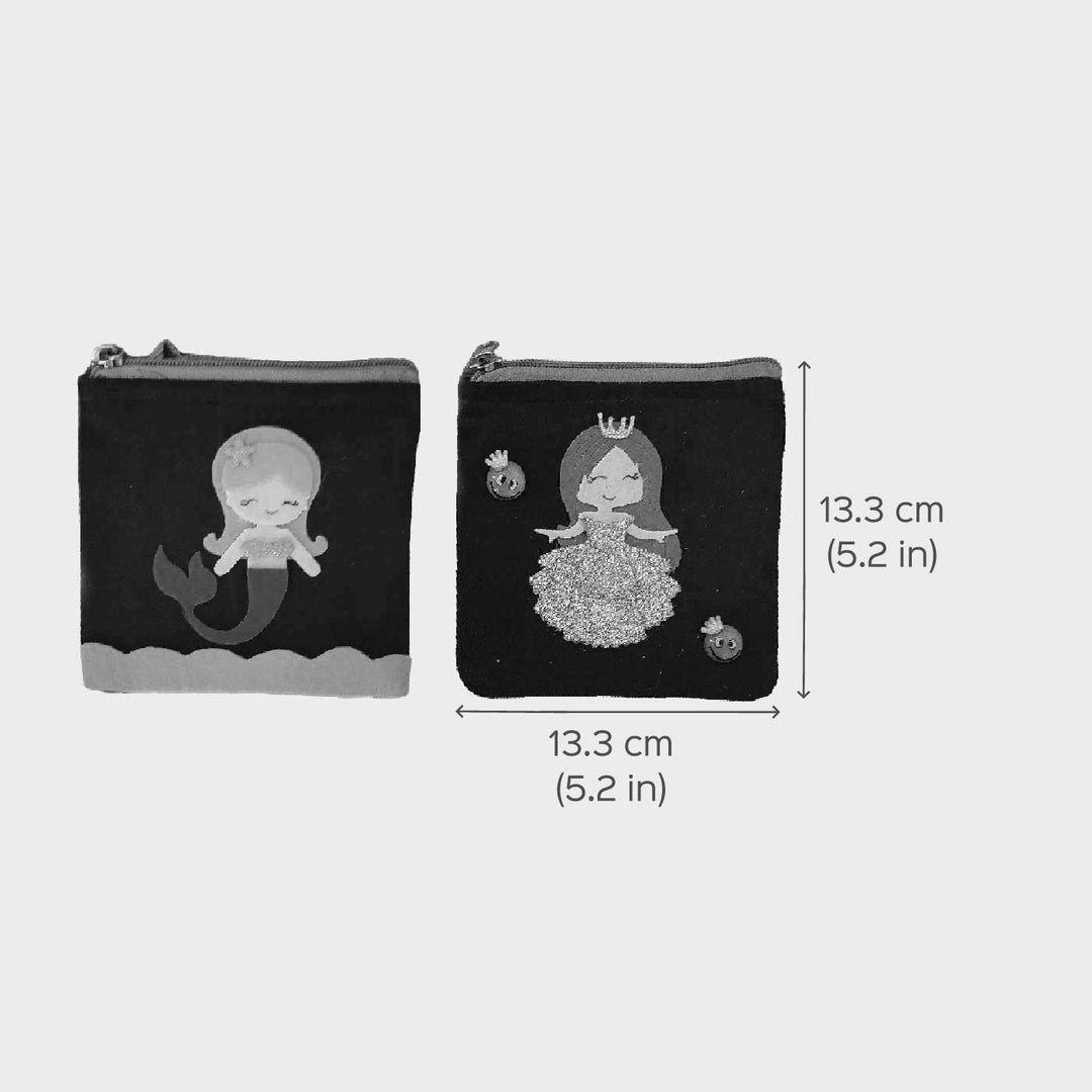 Personalized Handmade Princess Theme Felt Kids Rakhi And Sling Bag Combo For Sisters Set Of 2 - Size Dimension Chart for Pouch