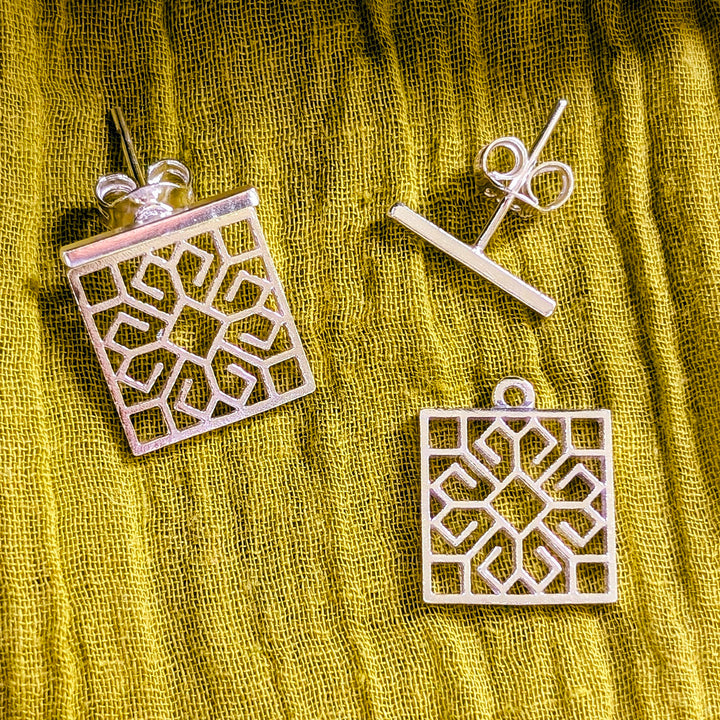 Handmade Contemporary Kshiti Silver Earrings
