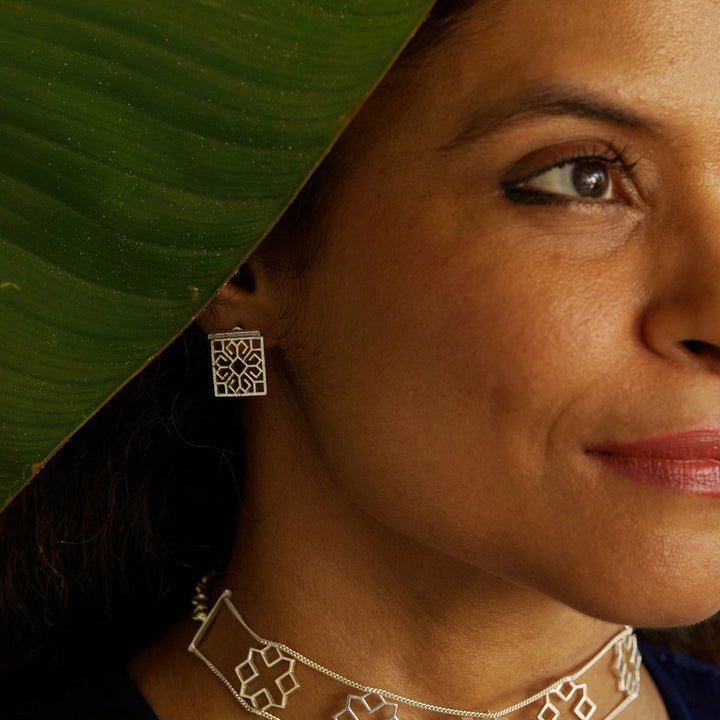 Handmade Contemporary Kshiti Silver Earrings