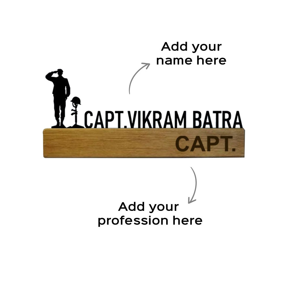 Personalized Minimal Desk Name Plate For Army Officers - Name and Profession Personalization Example