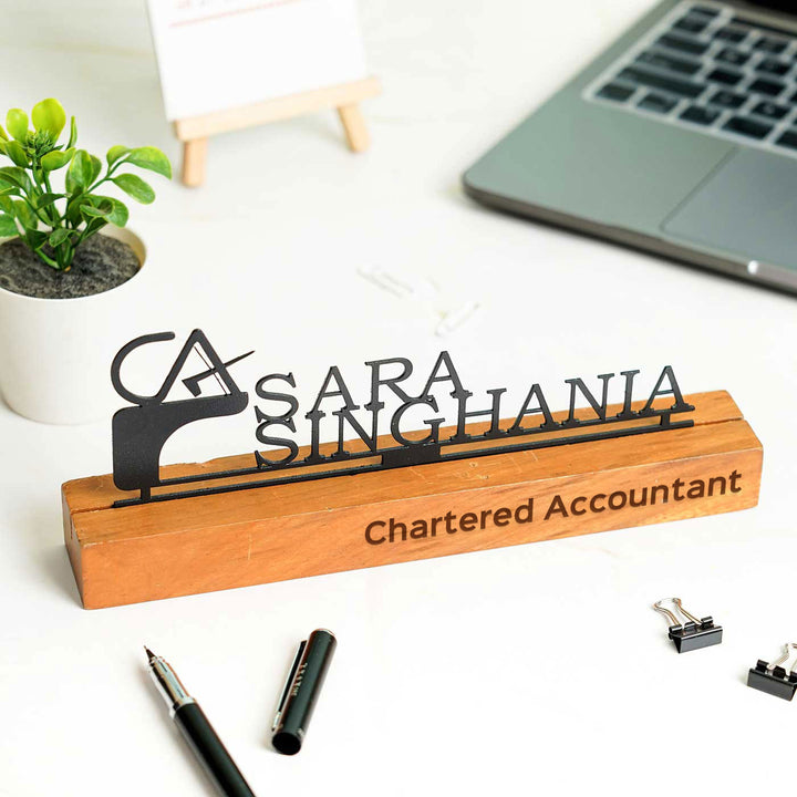 Personalized Minimal Desk Name Plate For Chartered Accountant - None (3)