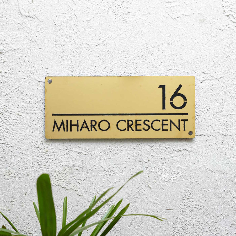 Personalized Weatherproof Rectangle Laser Cut Stainless Steel Name Plate - Mounted on Exterior Wall