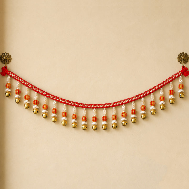 39 In | Handmade Mouli Thread & Wool Toran With Ghunghroo Bell Tassels For Festive Decor