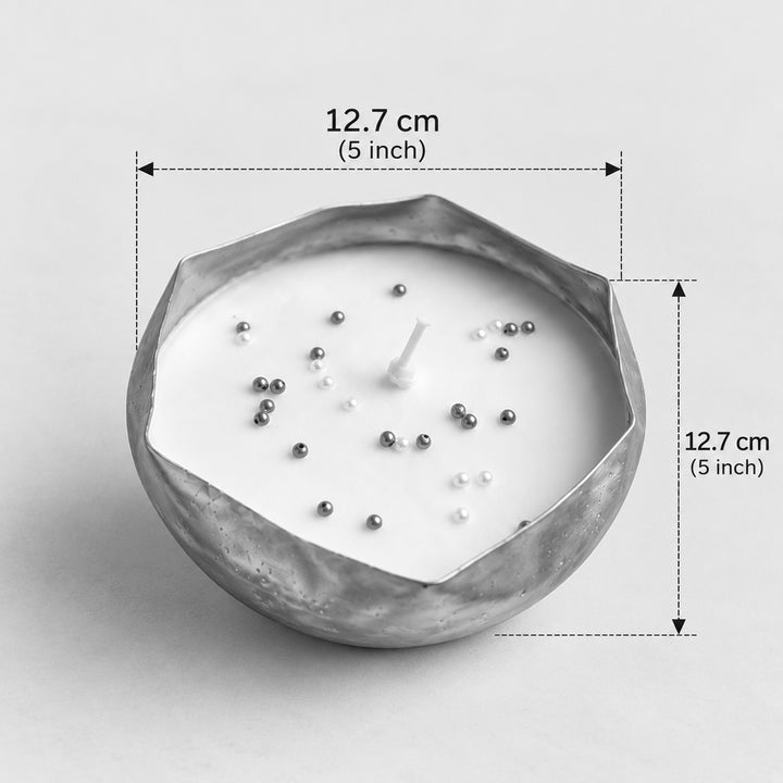 Ripple Glow Wavy Urli Scented Candle With Pearl Detailing For Festive Decor