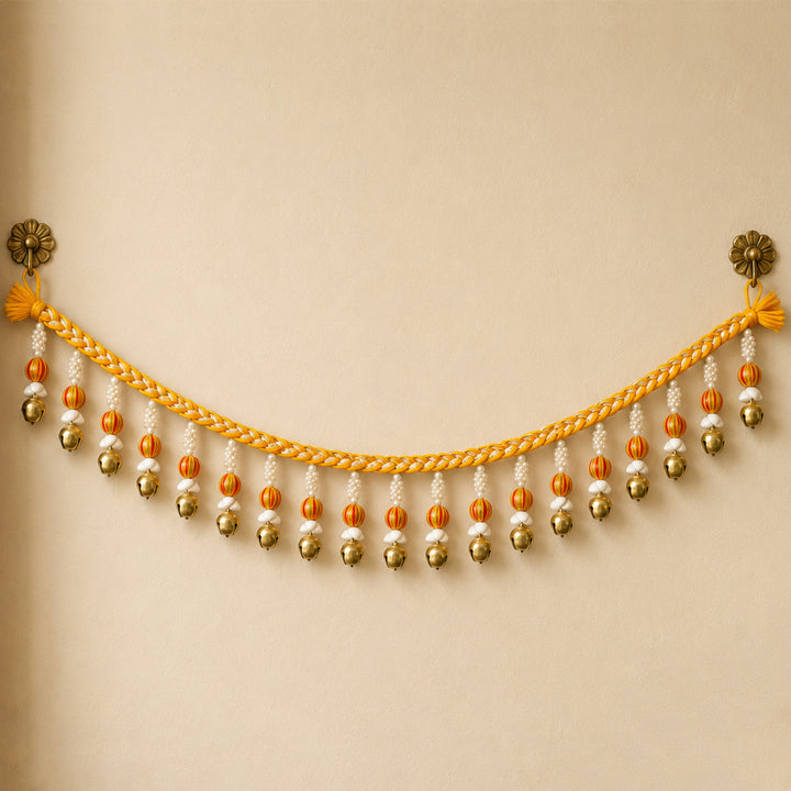 39 In | Handmade Mouli Thread & Wool Toran With Ghunghroo Bell Tassels For Festive Decor