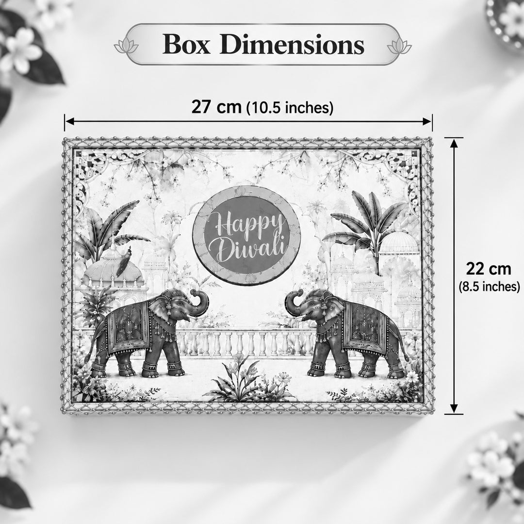 Royal Elephant Theme Urli Candle, Shubh Labh Hanging & Mithai Diwali Gift Hamper