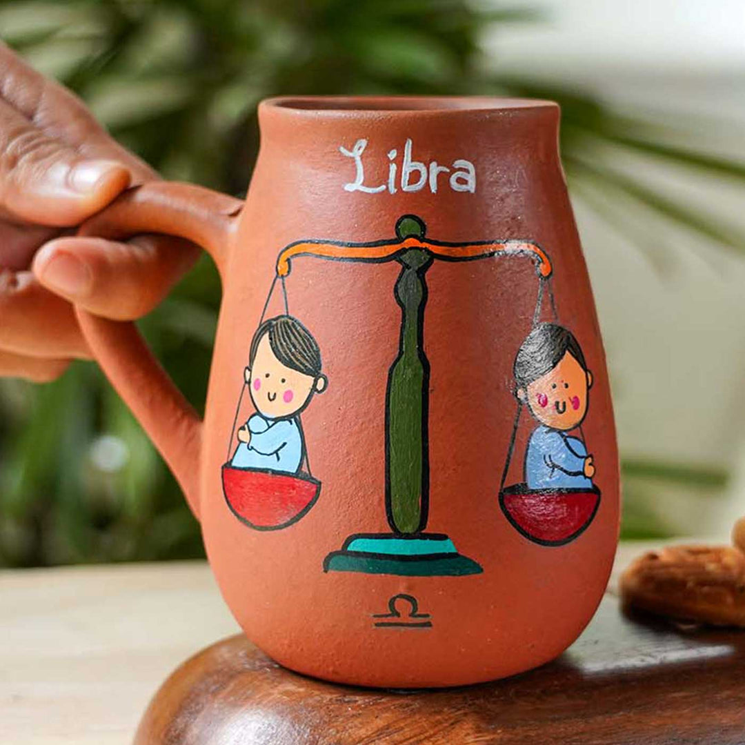 Personalized Hand-painted Libra Zodiac Sign Terracotta Mug