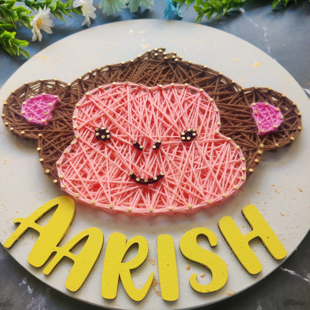 Personalized Animal Theme Kids String Art Name Plate 4 - Top View with Name Personalization