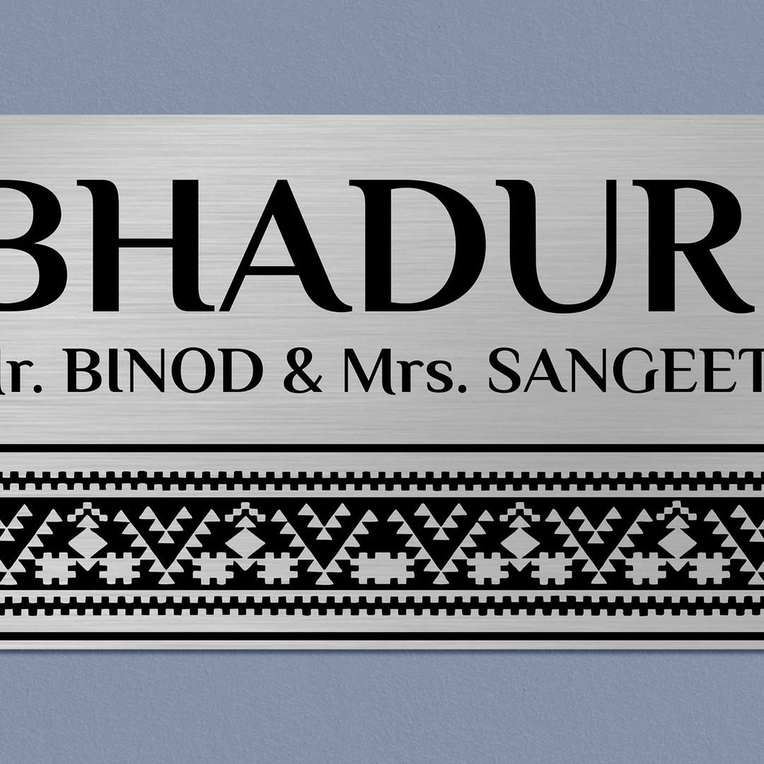 Personalized Minimal Line Art Stainless Steel Name Plate