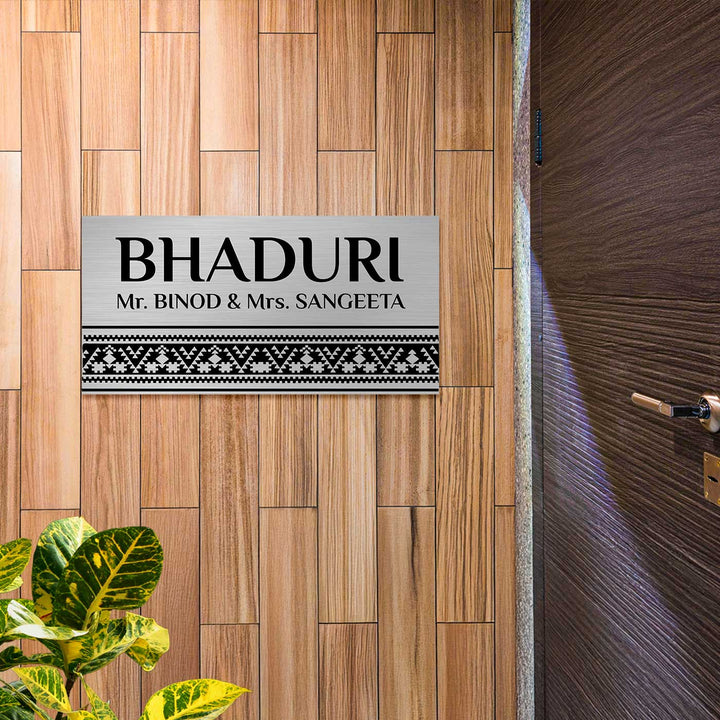 Personalized Minimal Line Art Stainless Steel Name Plate