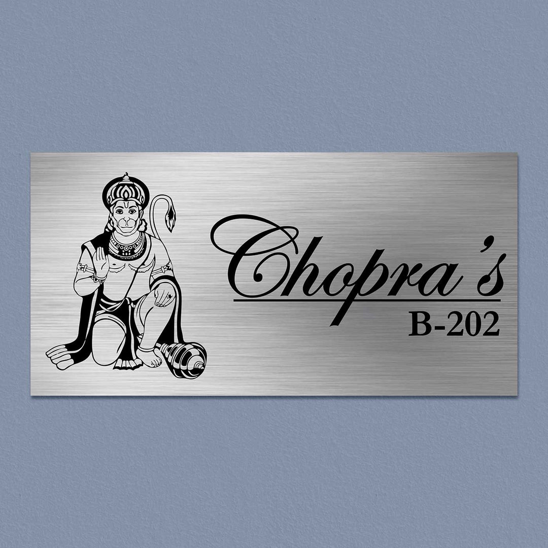 Personalized Hanuman Blessing Stainless Steel Name Plate