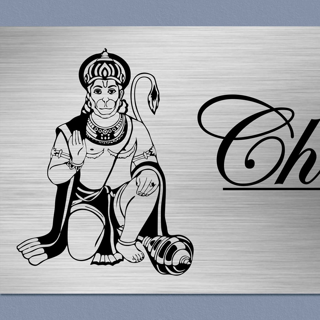 Personalized Hanuman Blessing Stainless Steel Name Plate