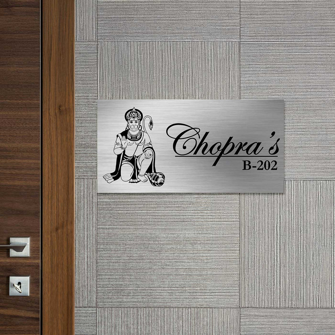 Personalized Hanuman Blessing Stainless Steel Name Plate