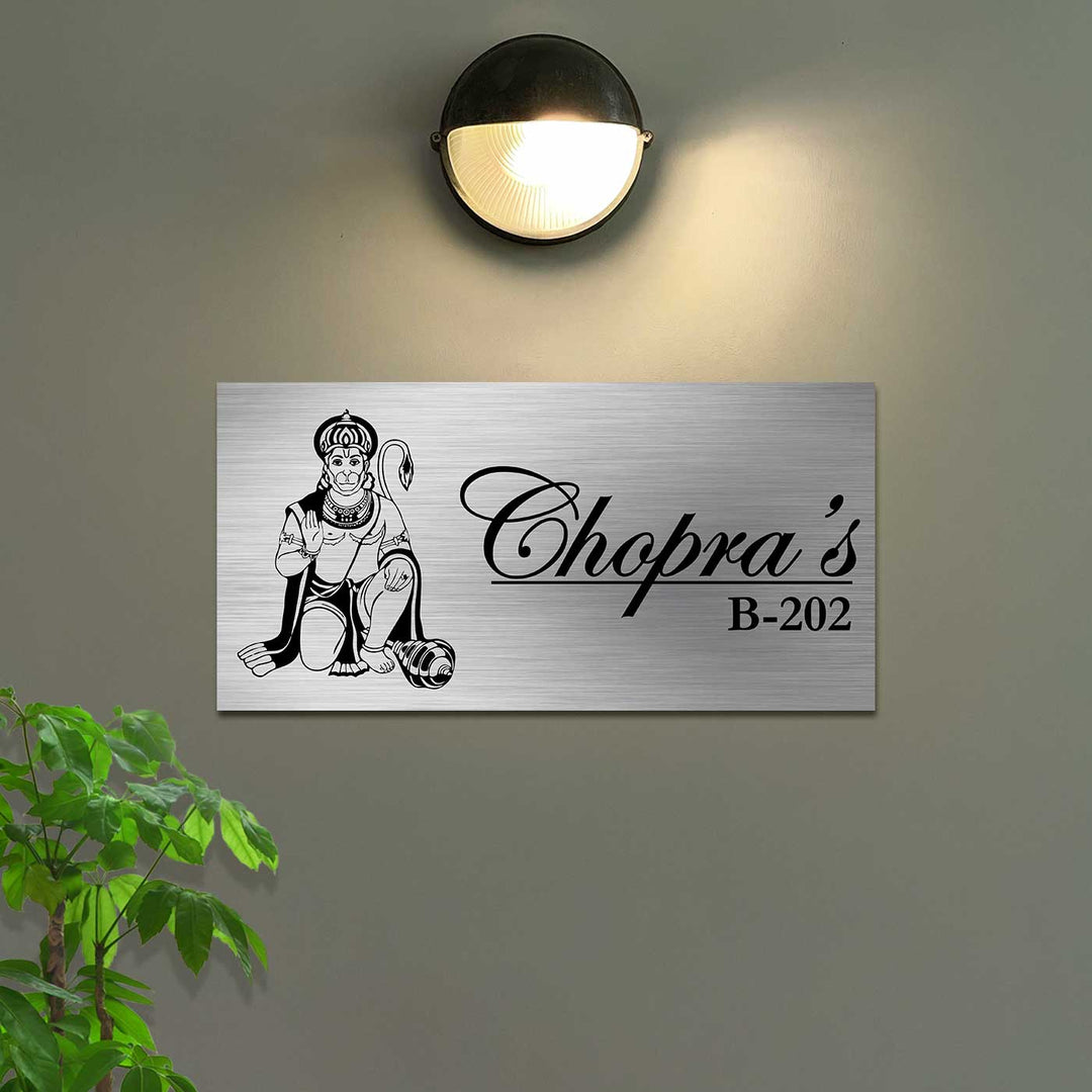 Personalized Hanuman Blessing Stainless Steel Name Plate