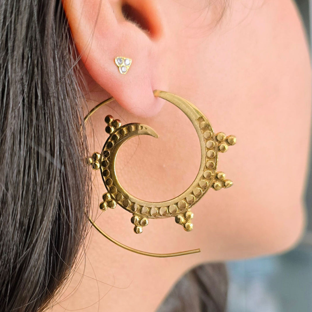 Handmade Lorena Brass Hooks Earrings