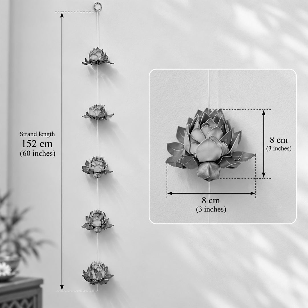 2 Pc | Hand-Marbled Origami Lotus Hanging In Tree-Free Paper - Multicolour & Gold