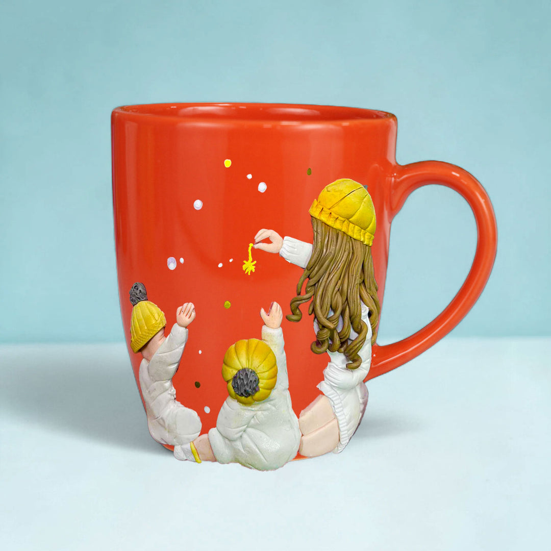 Customized Love Theme Polymer Clay & Ceramic Mug For Mothers | 310 ml