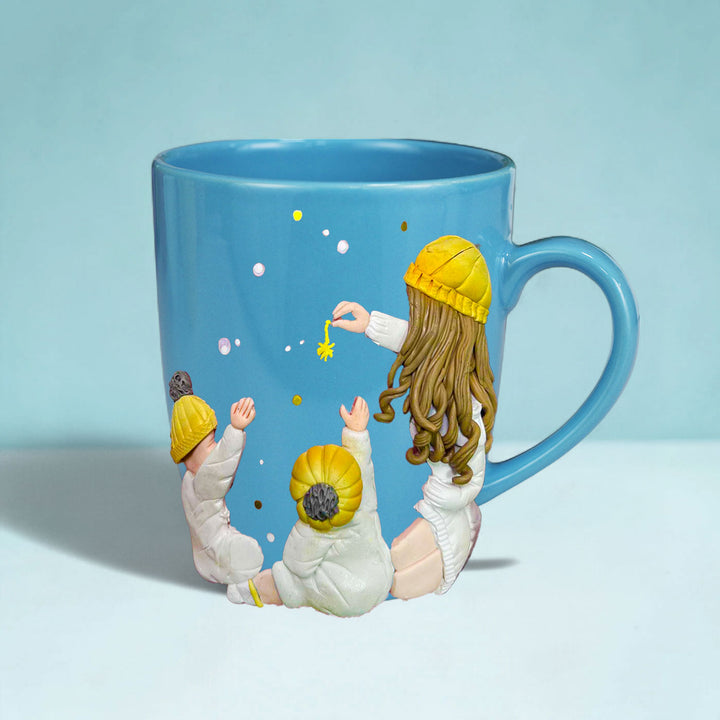 Customized Love Theme Polymer Clay & Ceramic Mug For Mothers | 310 ml