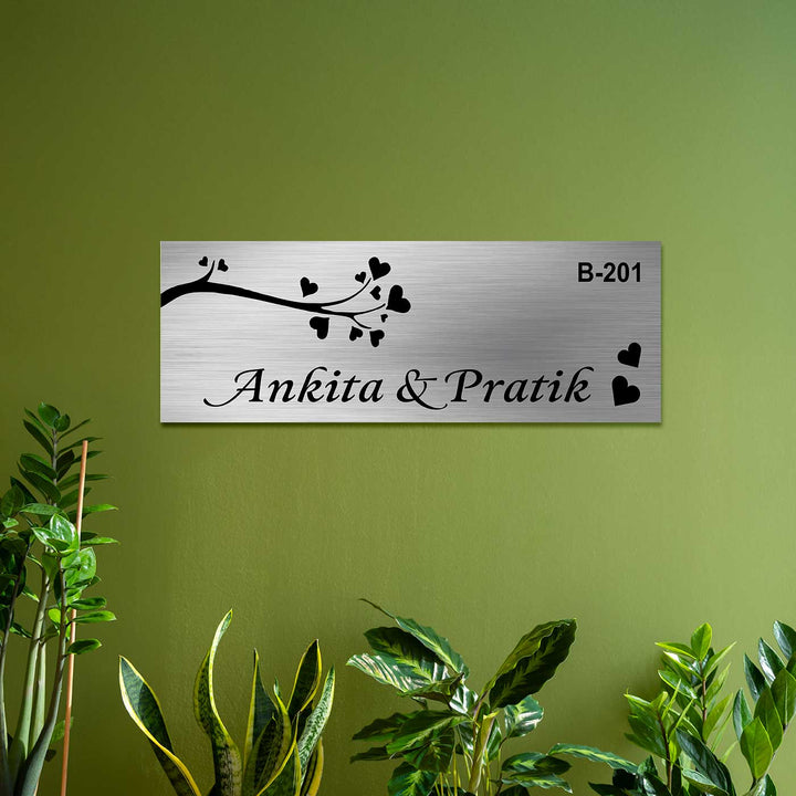 Personalized Love Theme Stainless Steel Name Plate
