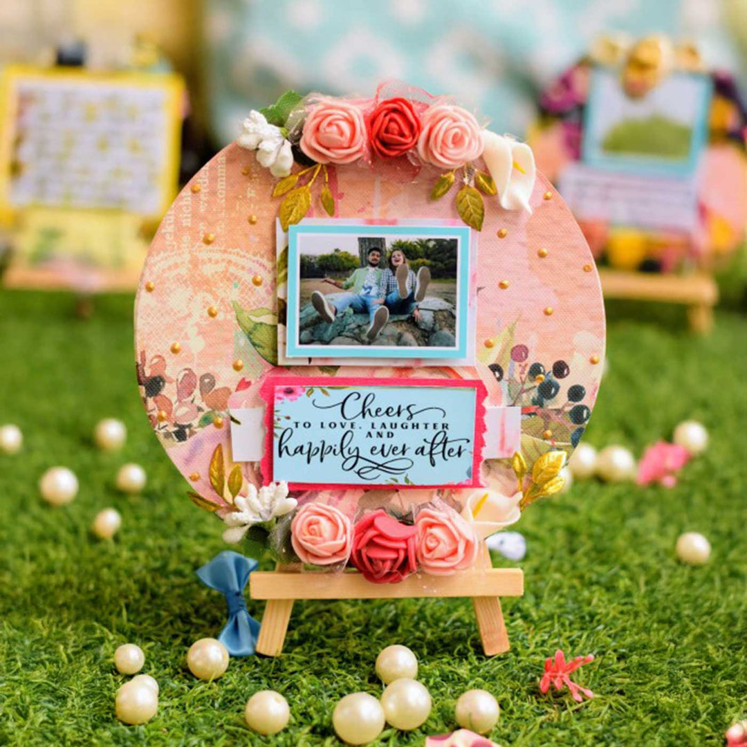 Photo Personalized Round Floral Theme MDF Wood Decorative Plaque