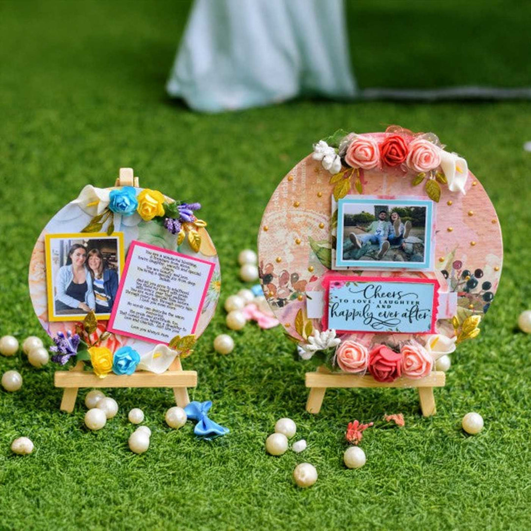 Photo Personalized Round Floral Theme MDF Wood Decorative Plaque