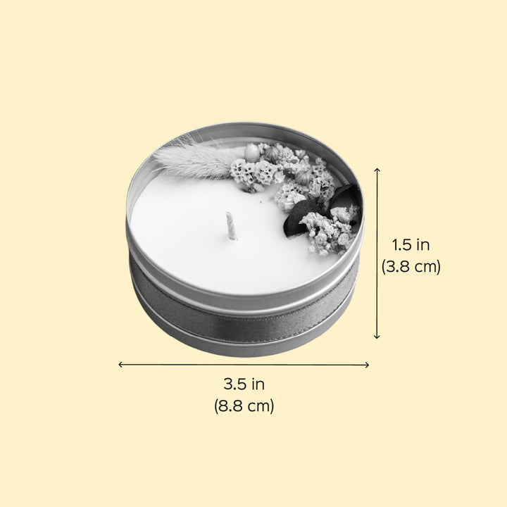 Handmade Tin Candle With Dry Flowers