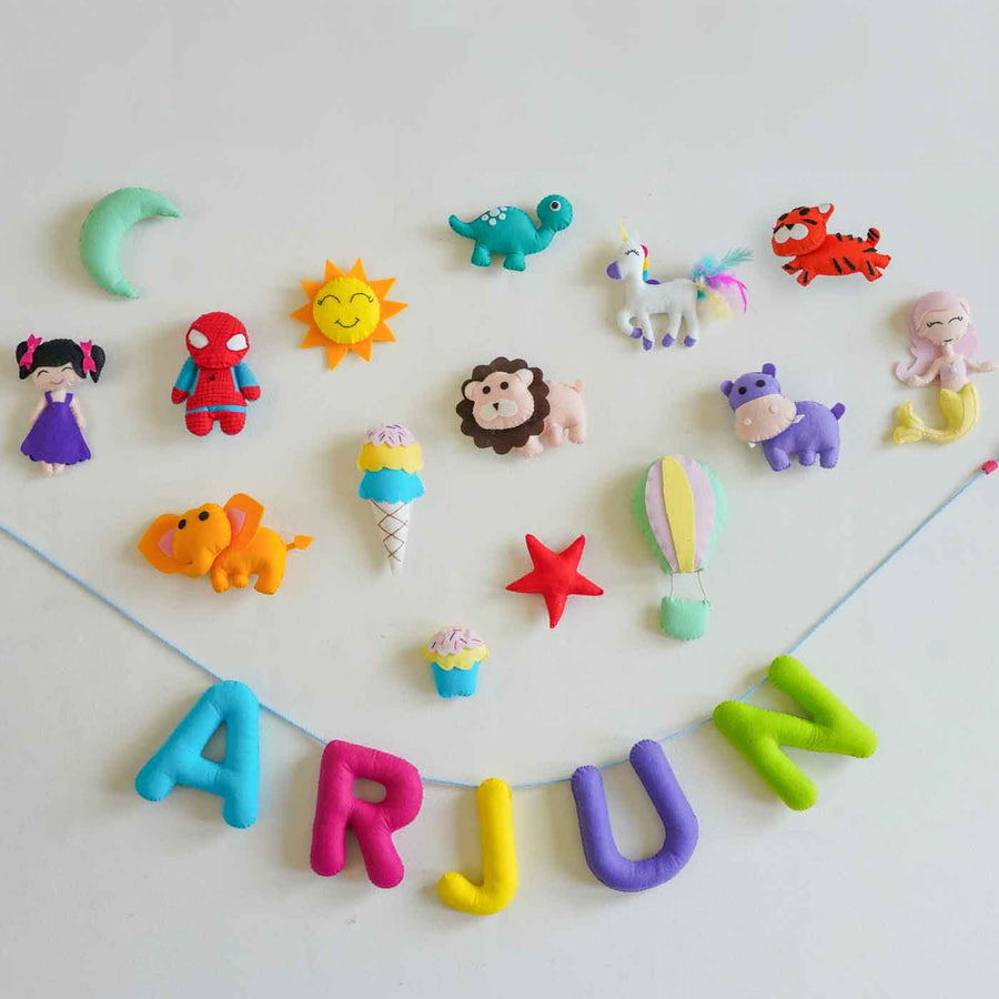Build Your Own Personalized Felt Kids Bunting - Wall Hanging Display with Name Letters