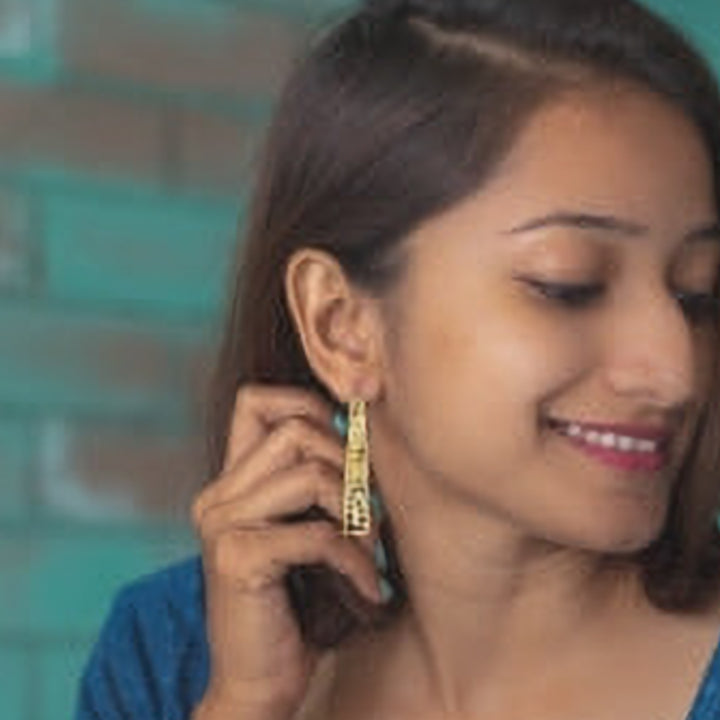 Handmade Makaan Hooks Brass Earrings