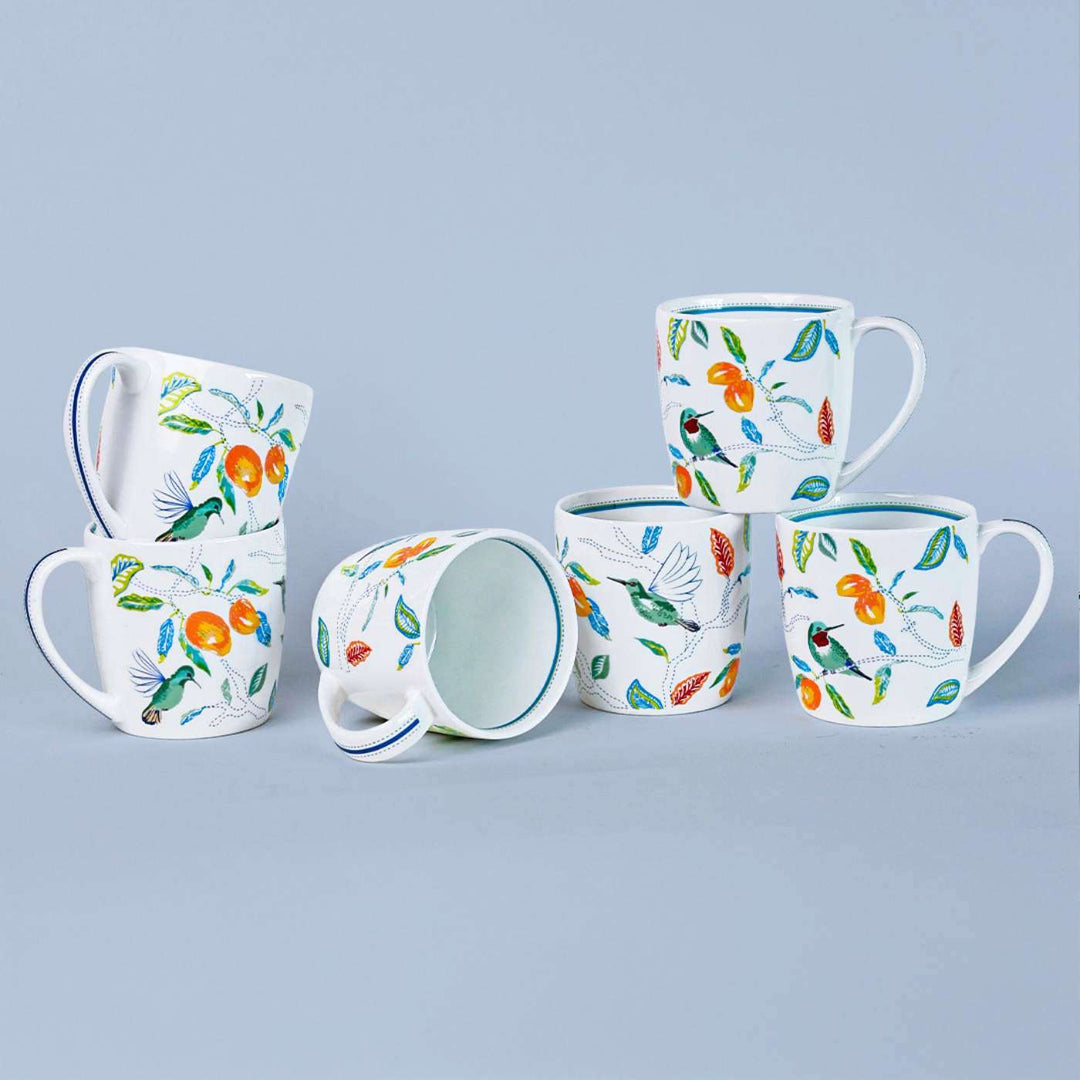 Mango Paradise Summer Porcelain Mugs | Set Of 6