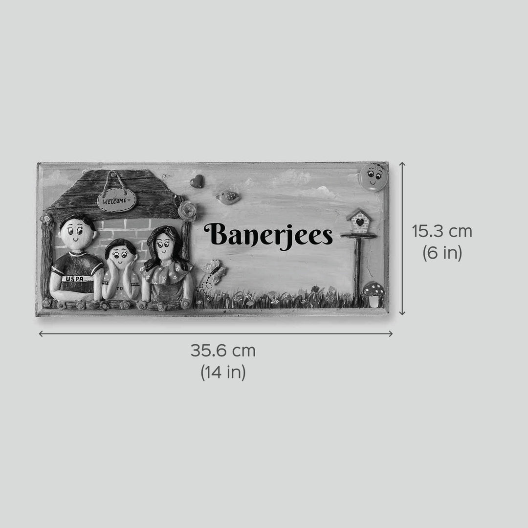 Handcrafted Personalized Mdf Family Name Plate 1 - Dimension Chart with Name Example