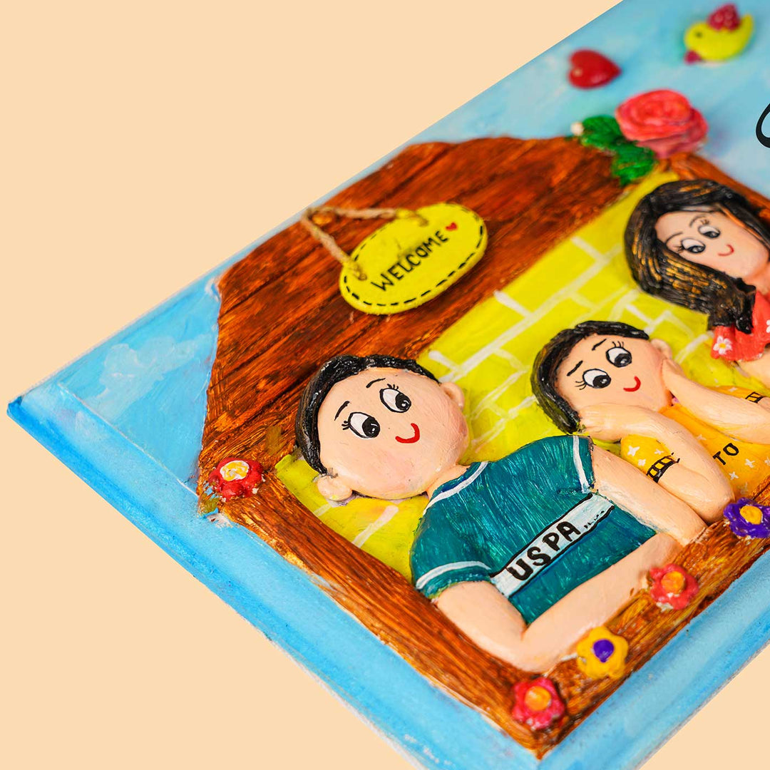 Handcrafted Personalized Mdf Family Name Plate 1 - Close-up Angle Showing Texture
