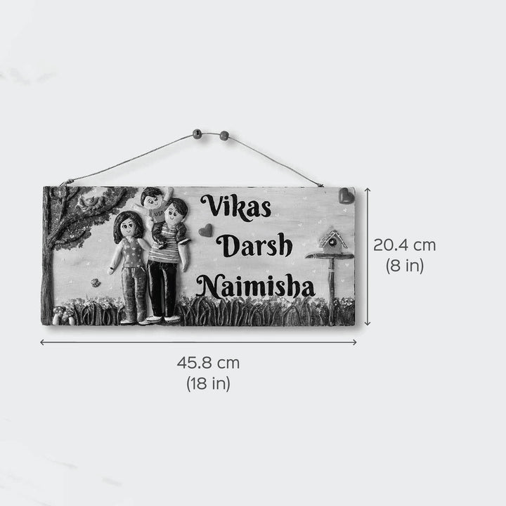 Handcrafted Personalized Mdf Family Name Plate 2 - Dimension Chart with Hanging View
