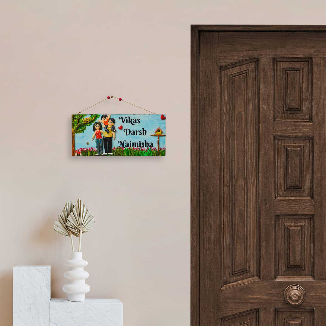 Handcrafted Personalized Mdf Family Name Plate 2 - Hanging on Wall Near Door