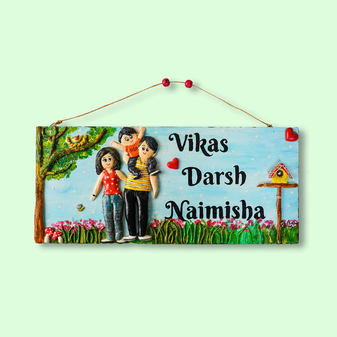 Handcrafted Personalized Mdf Family Name Plate 2 - Front View Hanging Wall Plaque