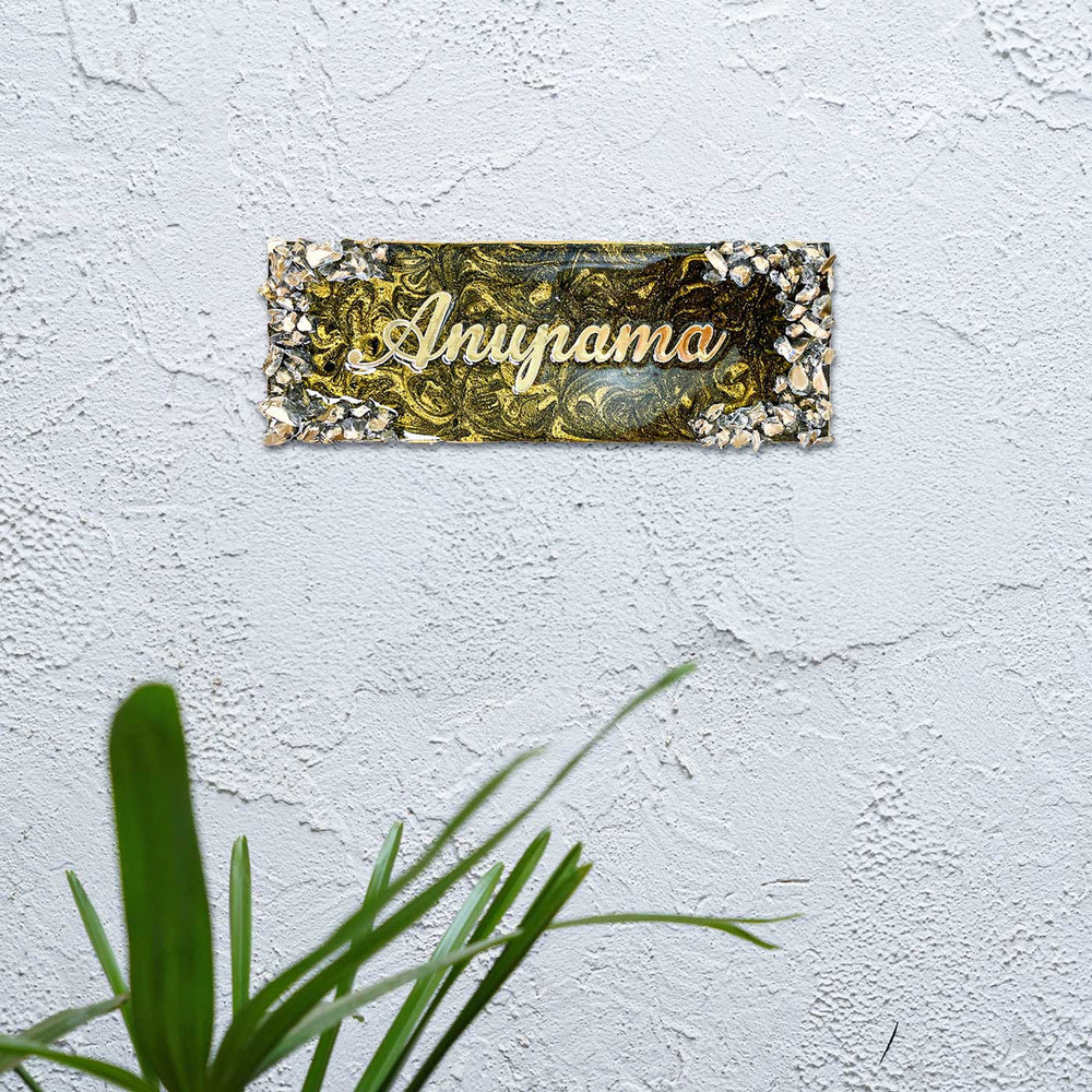 Personalized Resin White Marble Theme Name Plate - Mounted on Exterior Wall