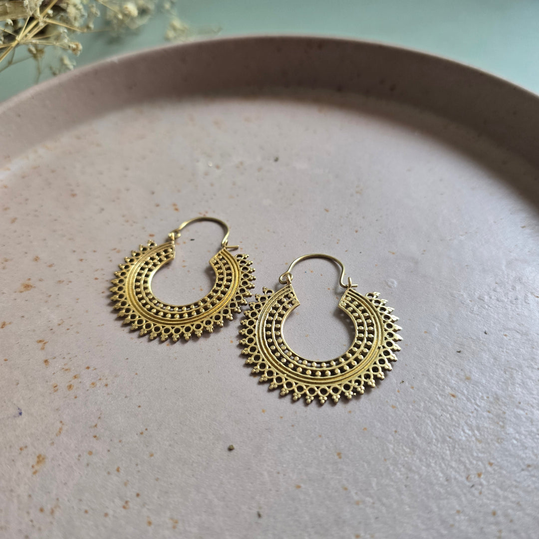 Handmade Mila Hoops Brass Earrings