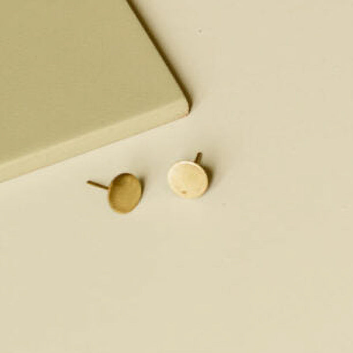 Handmade Minimal Circular Stud Brass Earrings