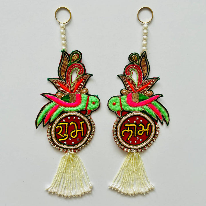2 Pc | Handmade Beaded Parrot Shubhlabh Hanging