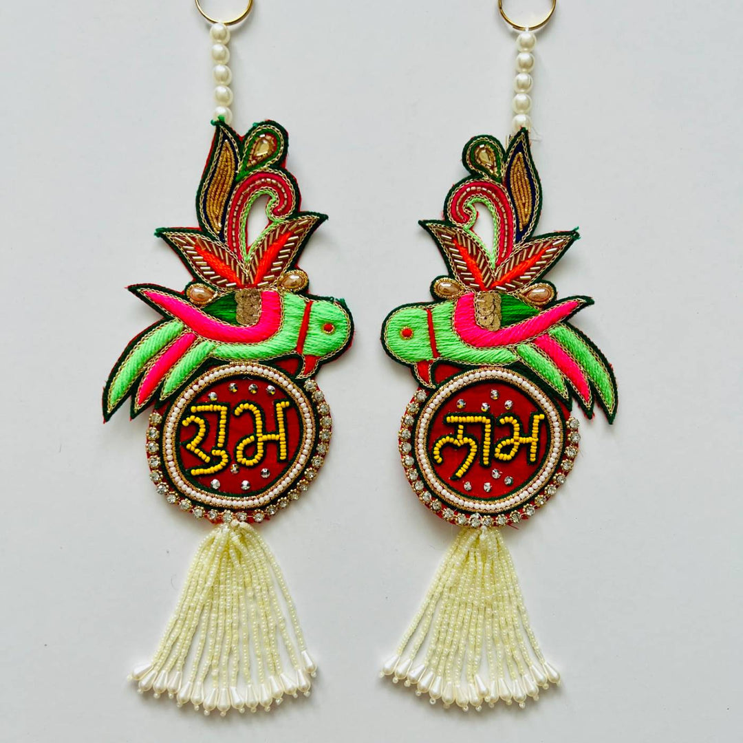 2 Pc | Handmade Beaded Parrot Shubhlabh Hanging