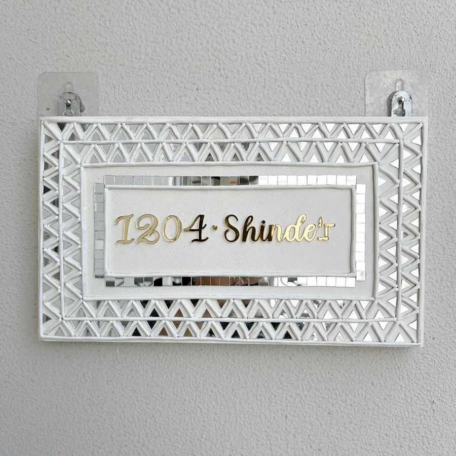 Alhambra Handcrafted Lippan Art Nameplate - Mounted on Wall with Hooks