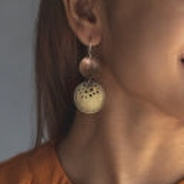 Handmade Mixed Metal Pattern Brass Earrings