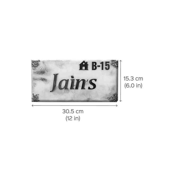 Personalized Handcrafted Resin White & Grey Nameplate
