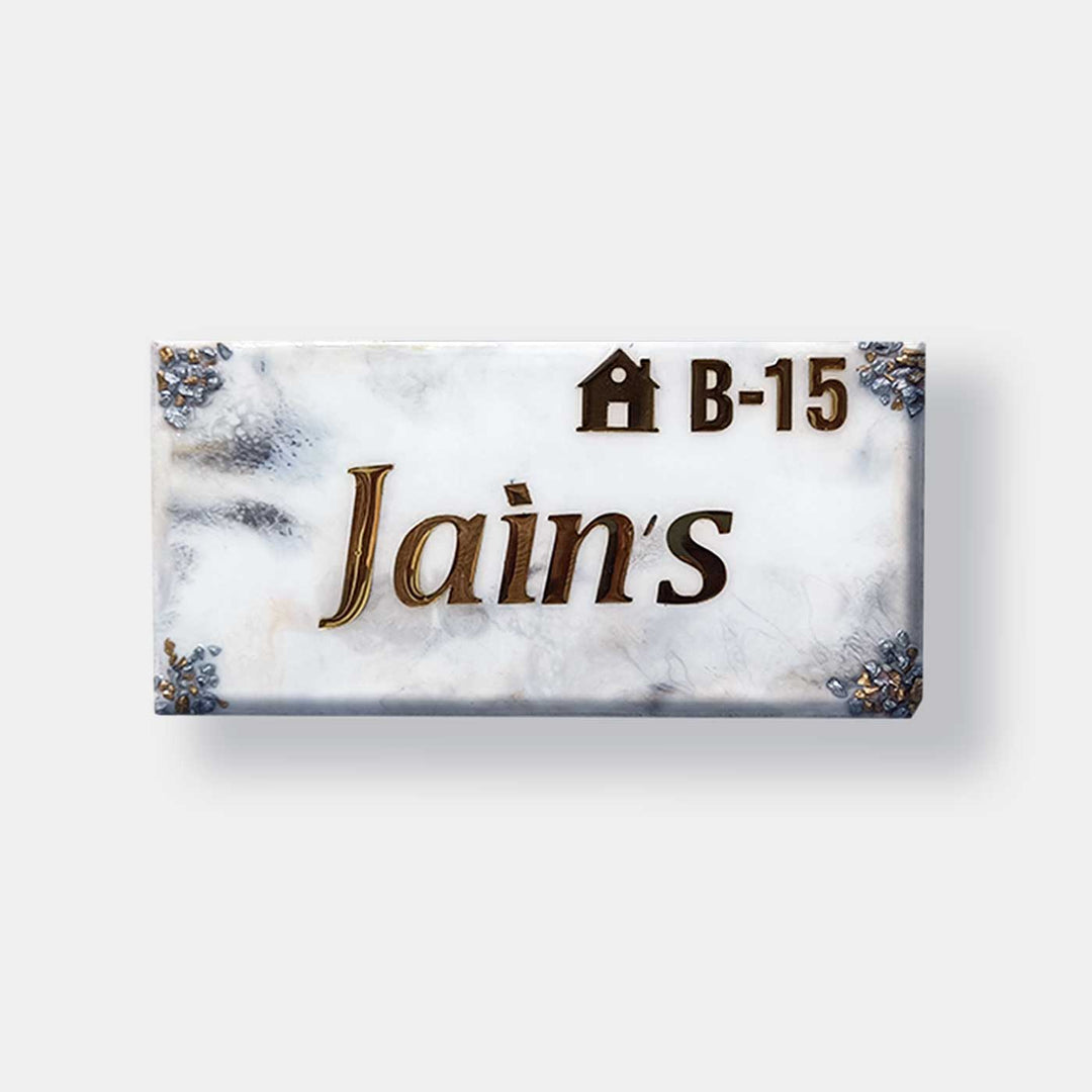 Personalized Handcrafted Resin White & Grey Nameplate
