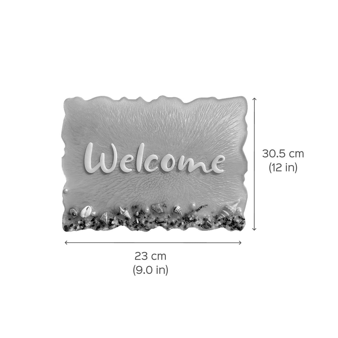 Handcrafted Resin Ocean Theme Nameplate 2 - Dimension Chart with Front View