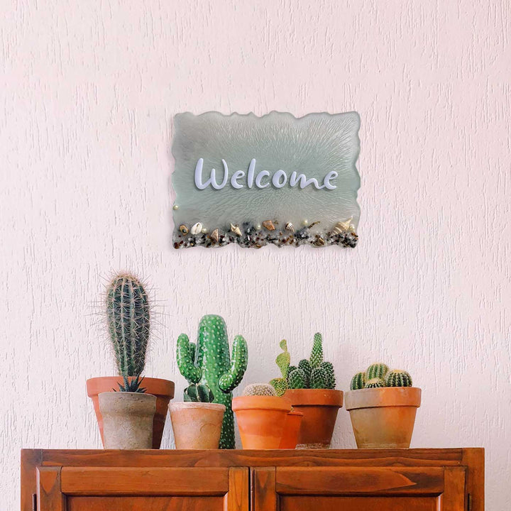 Handcrafted Resin Ocean Theme Nameplate 2 - Mounted on Wall Above Decor
