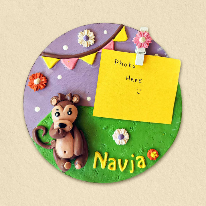 Photo Personalized 3D Monkey Theme MDF & Cold Porcelain Clay Fridge Magnet